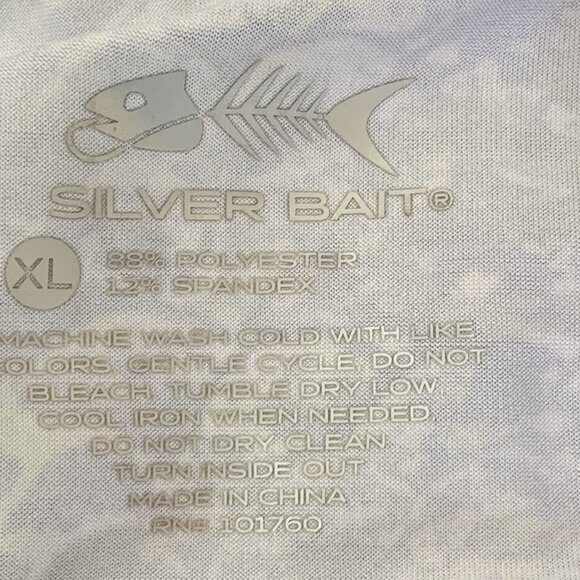 Silver Bait Performance Fishing Shirt Mens XL Purple Green ThumbHoles Zip Pocket - Picture 2 of 7